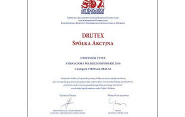 DRUTEX S.A. Ambasadorem Polskiej Gospodarki